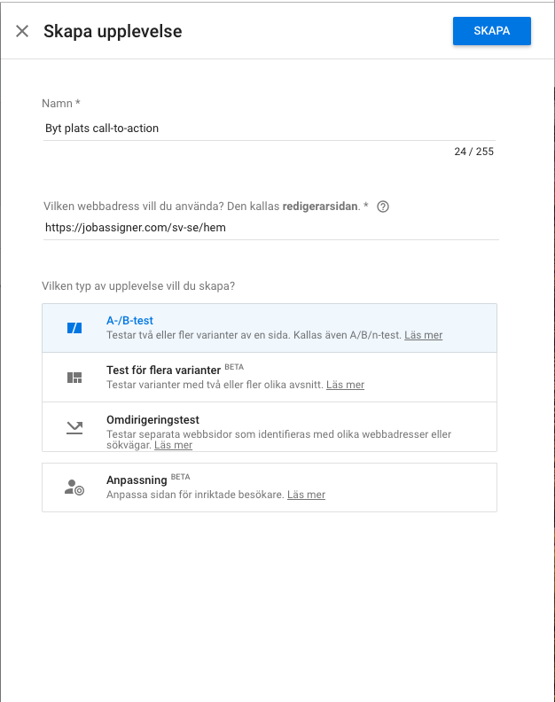 Lär dig A/B testa din hemsida med Google Optimize