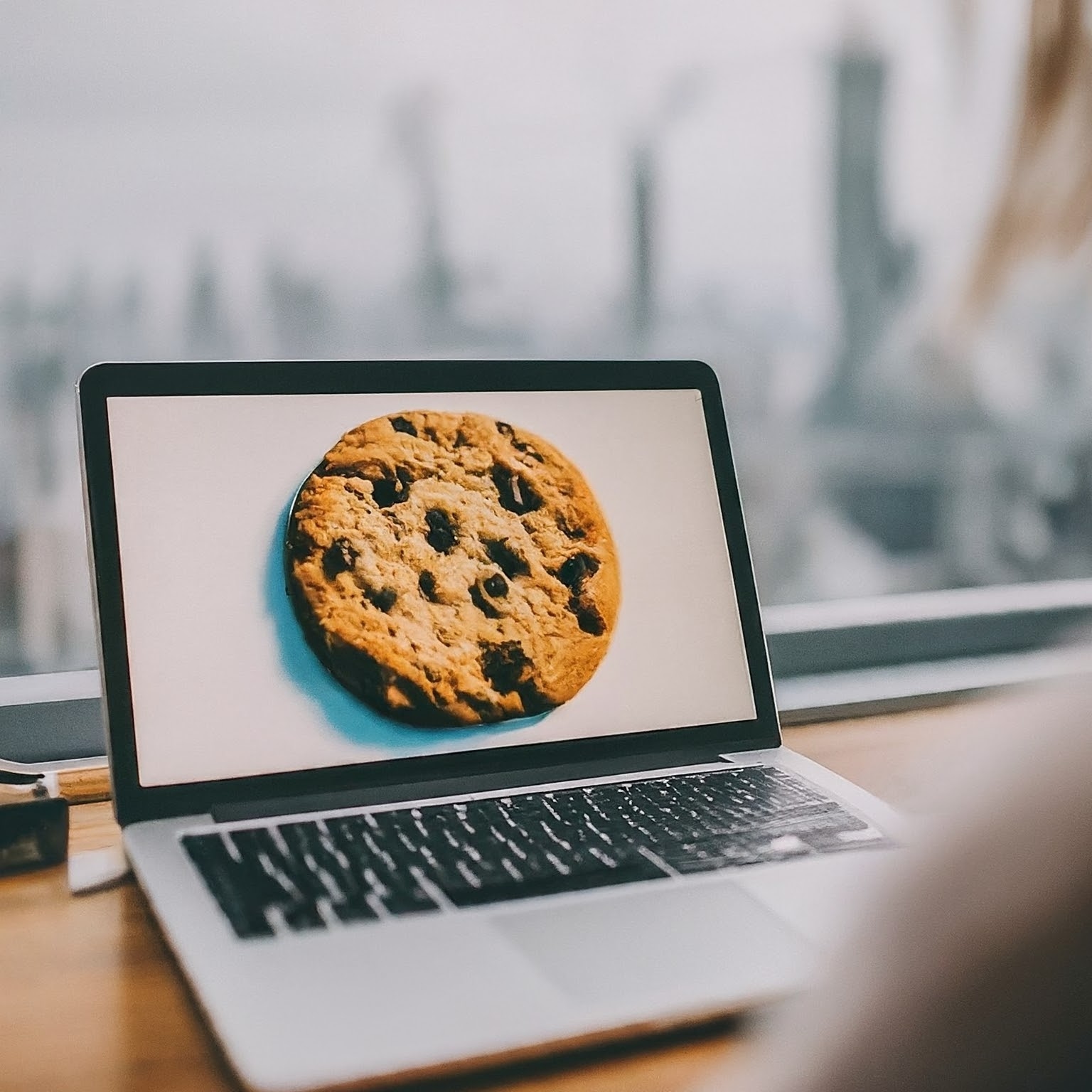 A computer showing a cookie 