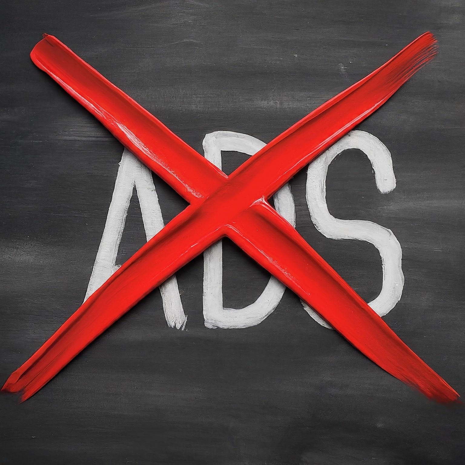 A red X over the text ADS